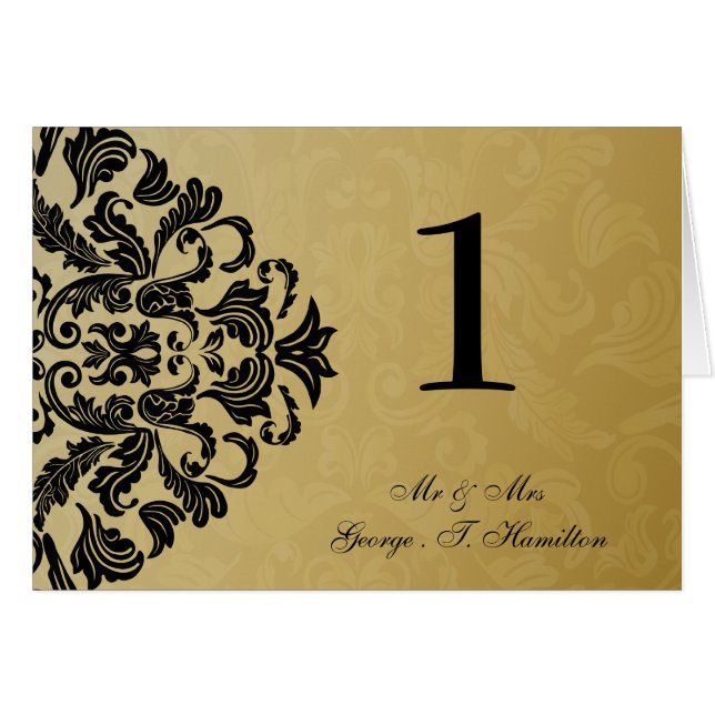 black Elegant table seating card (Front Horizontal)