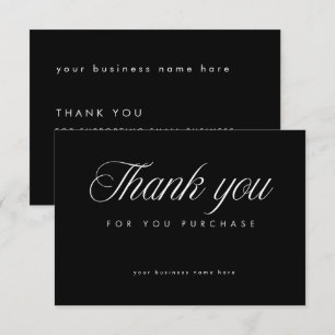 Black Elegant Thank You Card Small Business