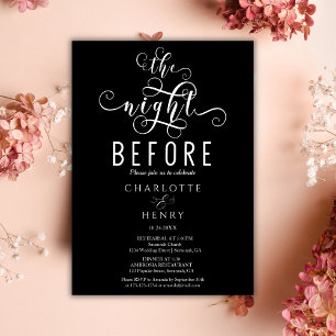 Black Elegant The Night Before Rehearsal Dinner Invitation