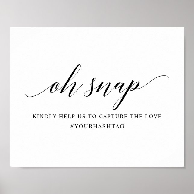 Black Elegant Typography Wedding hashtag Sign (Front)
