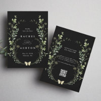 Black Elegant Watercolor Wildflower Wedding
