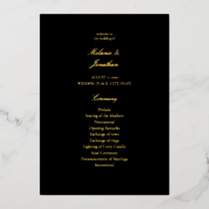 Black Elegant Wedding Ceremony Program