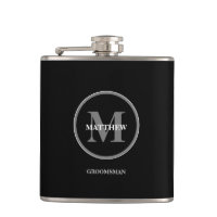 Black elegant Wedding Monogram Groomsman