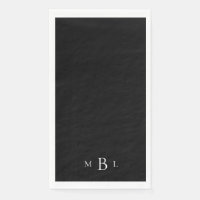 Black Elegant White II Monogram Paper Guest Towels