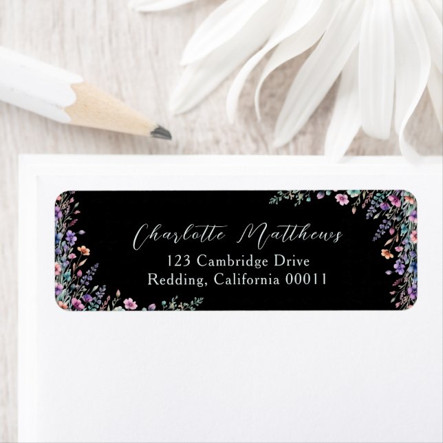 Black Elegant Wildflower Floral Script Wedding (Insitu)