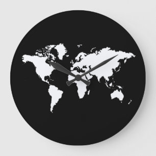 Black Elegant World Large Clock