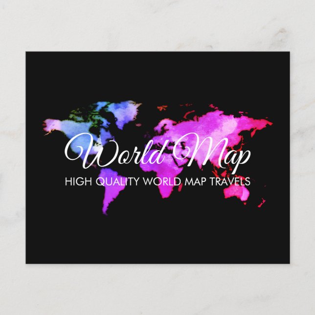 Black Elegant World Map Trip Globe Travel Agent Flyer (Front)
