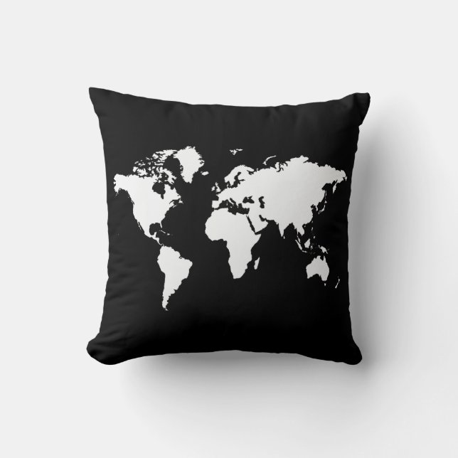 Black Elegant World Throw Pillow (Front)