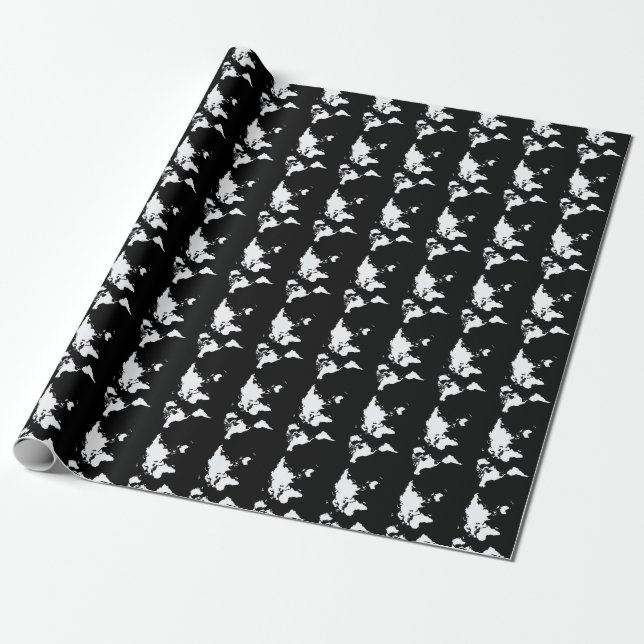 Black Elegant World Wrapping Paper (Unrolled)