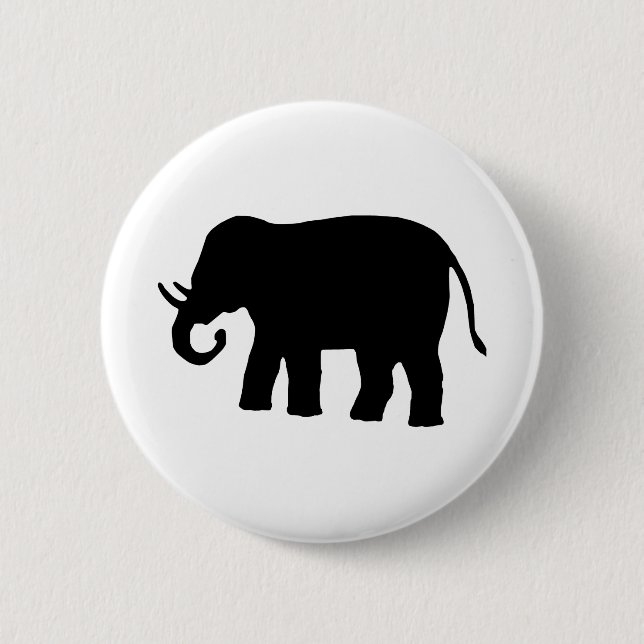 Black Elephant 2 Inch Round Button (Front)
