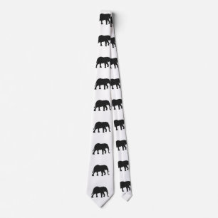 Black Elephant Illustration Animal on Zoo Silhouet Tie
