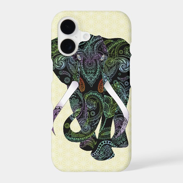 Black Elephant in Paisley Pattern iPhone 7 Plus (Back)