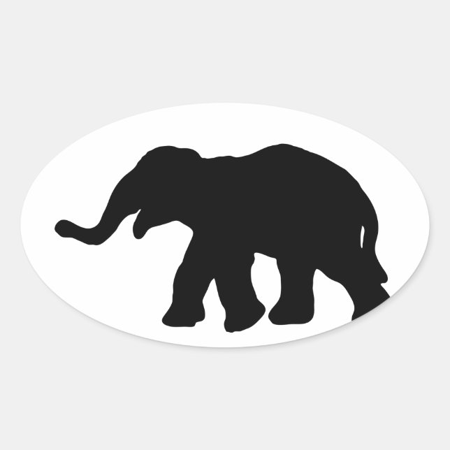 Black Elephant Oval Sticker (Front)
