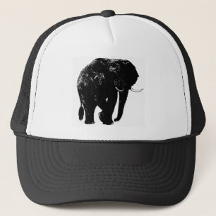 Black Elephant Silhouette Trucker Hat