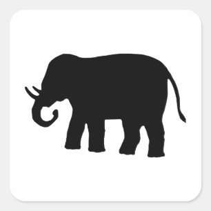 Black Elephant Square Sticker