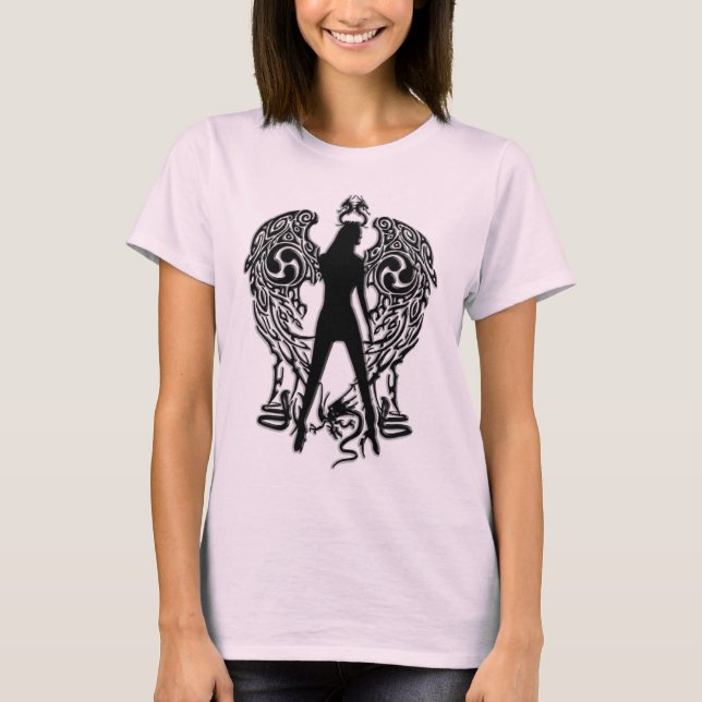 Black Emboss Serpent Angel Shirt (Front)