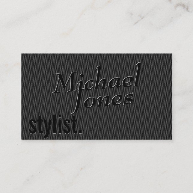 Black Embossed Look Stylist Business Business Card (Front)