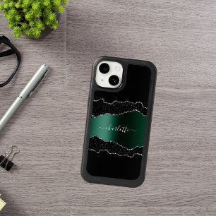 Black emerald green agate marble name script