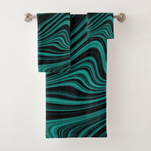 Black & Emerald Wavy Abstraction