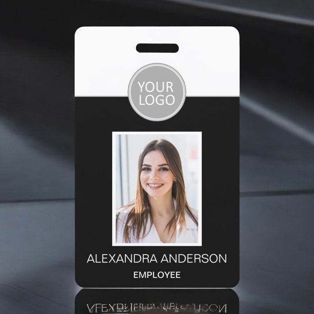 Black Employee Name Logo Photo Corporate Work Badge (Creator Uploaded)