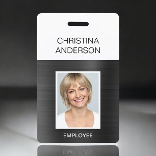 Black Employee  - Name Photo Corporate Metallic Badge