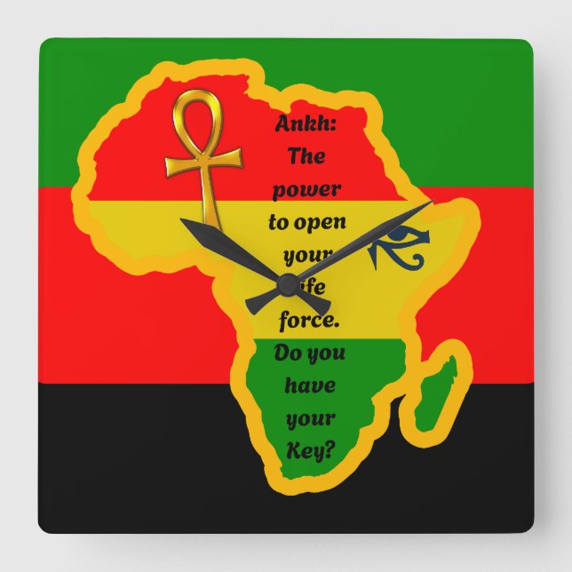 Black Empowerment Ankh Life Force Clock (Front)