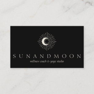 Black Energy Healing Sun Moon Spiritual Business Card