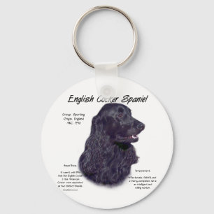 Black English Cocker Spaniel History Keychain