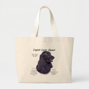 Black English Cocker Spaniel History Large Tote Bag