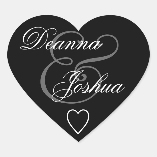 Black Envelope Seal Wedding Heart V10 (Front)