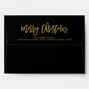Black Envelope with Faux Gold Merry Christmas