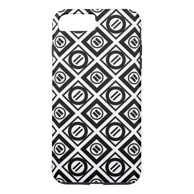 Black Equal Sign Geometric Pattern on White Case-Mate iPhone Case (Back)