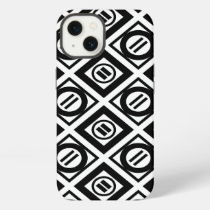 Black Equal Sign Geometric Pattern on White iPhone 13 Case