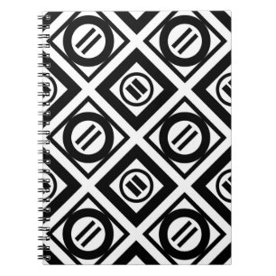 Black Equal Sign Geometric Pattern on White Notebook