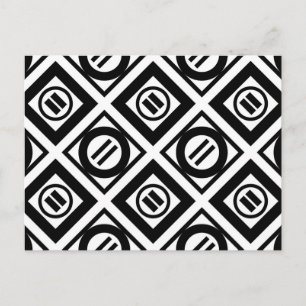 Black Equal Sign Geometric Pattern on White Postcard