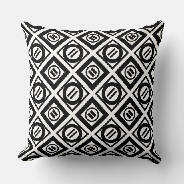 Black Equal Sign Geometric Pattern on White Throw Pillow (Front)
