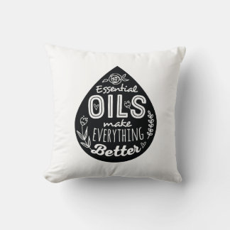 Black Essential Oil Drop Throw Pillow