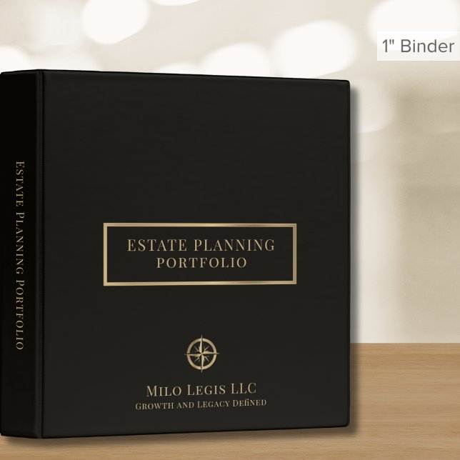 Black Estate Planning Binder Gold Compass Logo (Creator Uploaded)