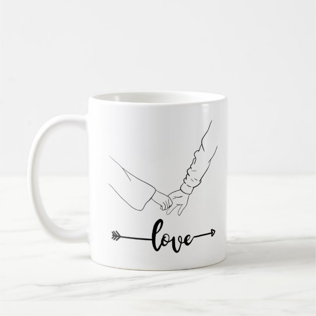 Black et blanc Illustration Love Couple Mug (Gauche)