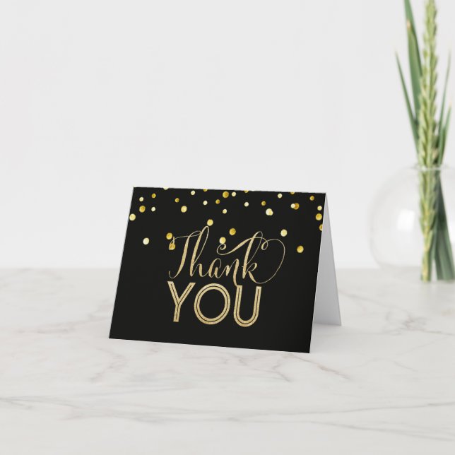 Black et Faux Gold Merci Cartes (Devant)