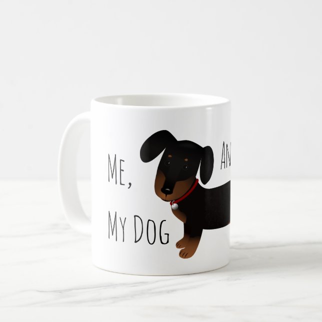 Black et Tan Dachshund Amoureux des chiens Mug (Devant gauche)