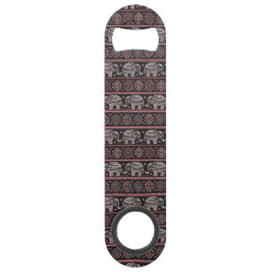 Black Ethnic Elephant Pattern Bar Key
