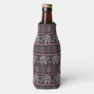 Black Ethnic Elephant Pattern Bottle Cooler