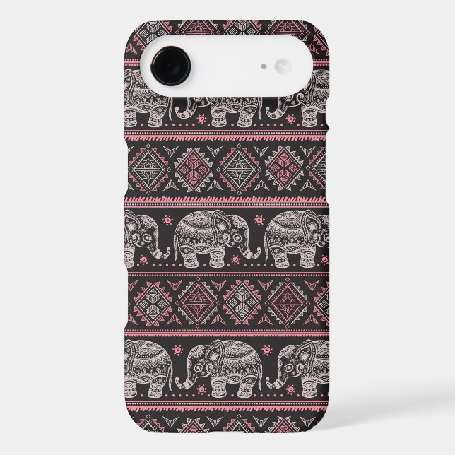 Black Ethnic Elephant Pattern Case-Mate iPhone Case (Back)