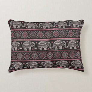 Black Ethnic Elephant Pattern Decorative Pillow