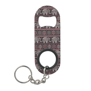 Black Ethnic Elephant Pattern Mini Bottle Opener