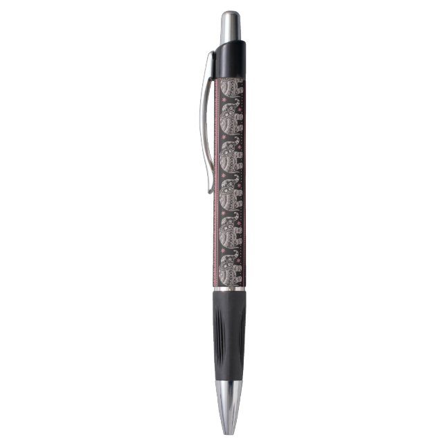 Black Ethnic Elephant Pattern Pen (Top (Vertical))