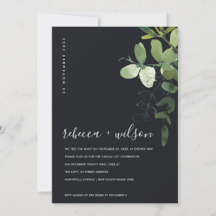 BLACK EUCALYPTUS FOLIAGE WE TIED THE KNOT INVITE