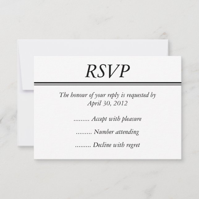 Black Event, Reply, Response or RSVP Card (Front)