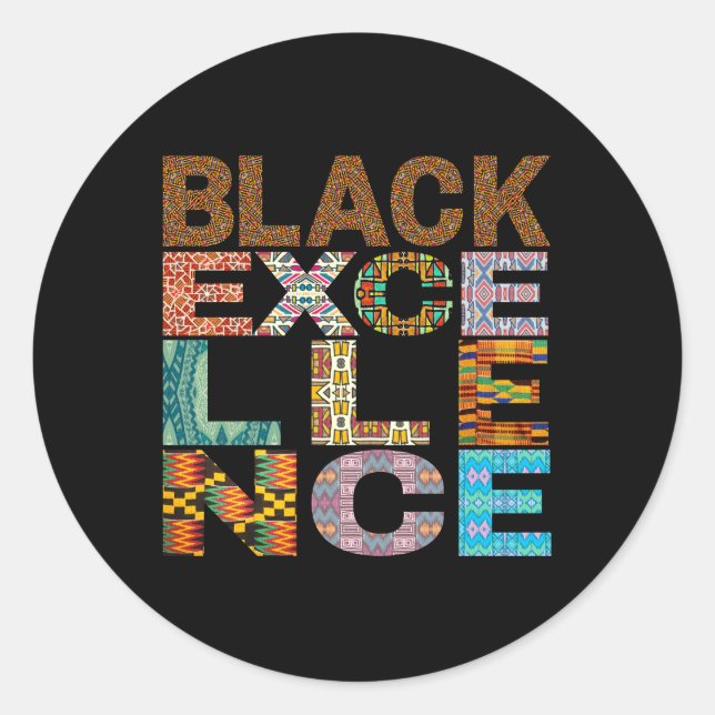 Black Excellence Kente Pattern Classic Round Sticker (Front)
